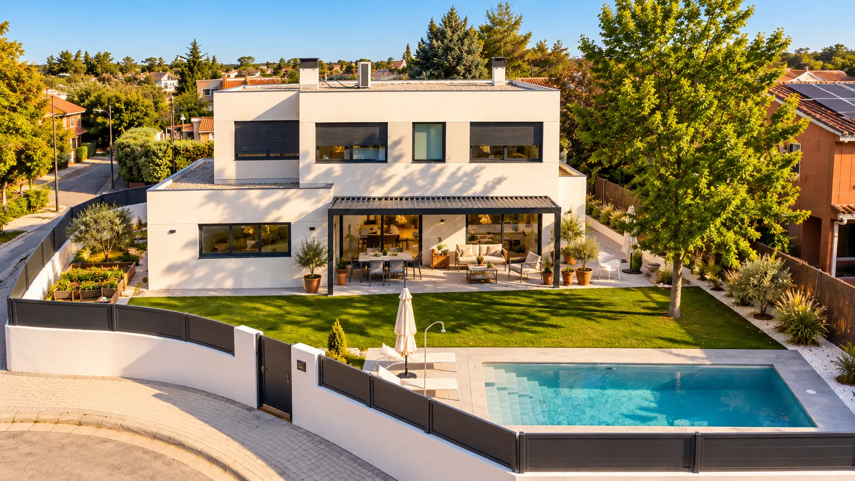 Fachada frontal de vivienda de hormigón