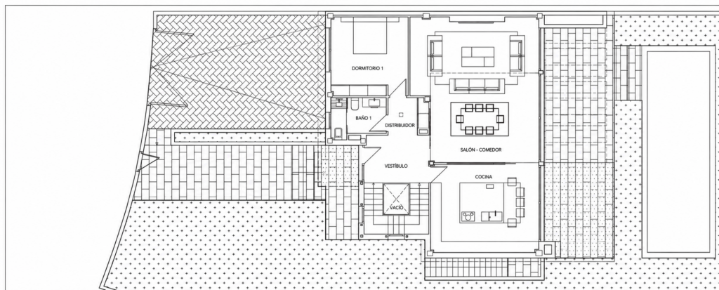 Plano de la casa de hormigón SECUOYA 320 (lámina 1 de 5)