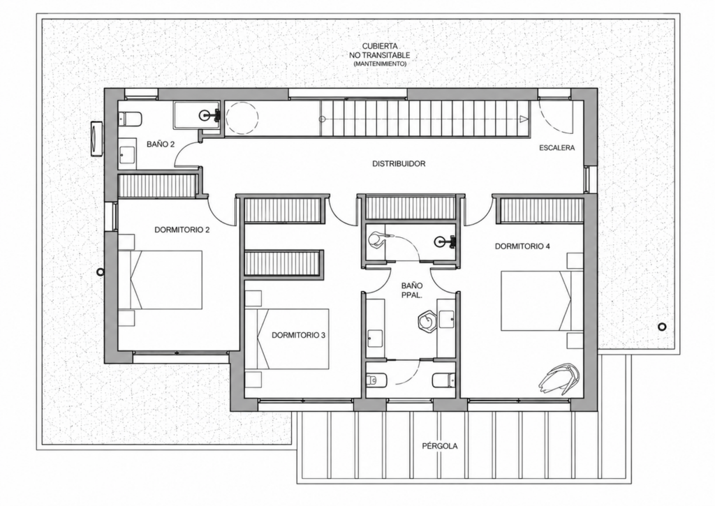 Plano de la casa de hormigón ROBLE 233 (lámina 1 de 3)