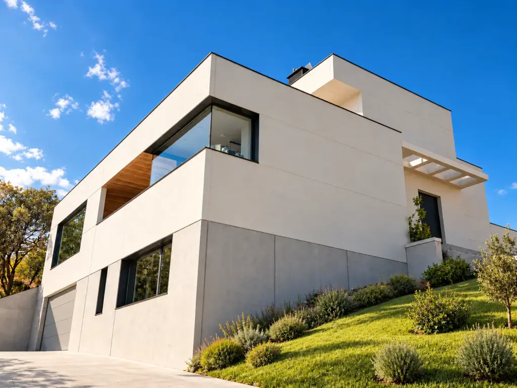 Casa minimalista entre jardines mediterráneos