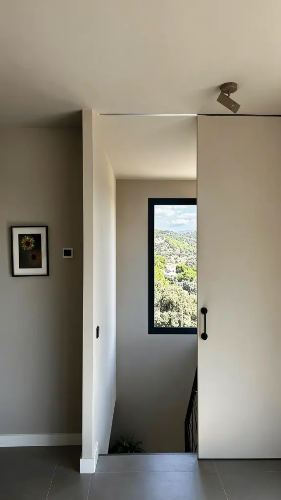 Puerta de paso y ventana vertical · casa de hormigón en Valdemorillo
