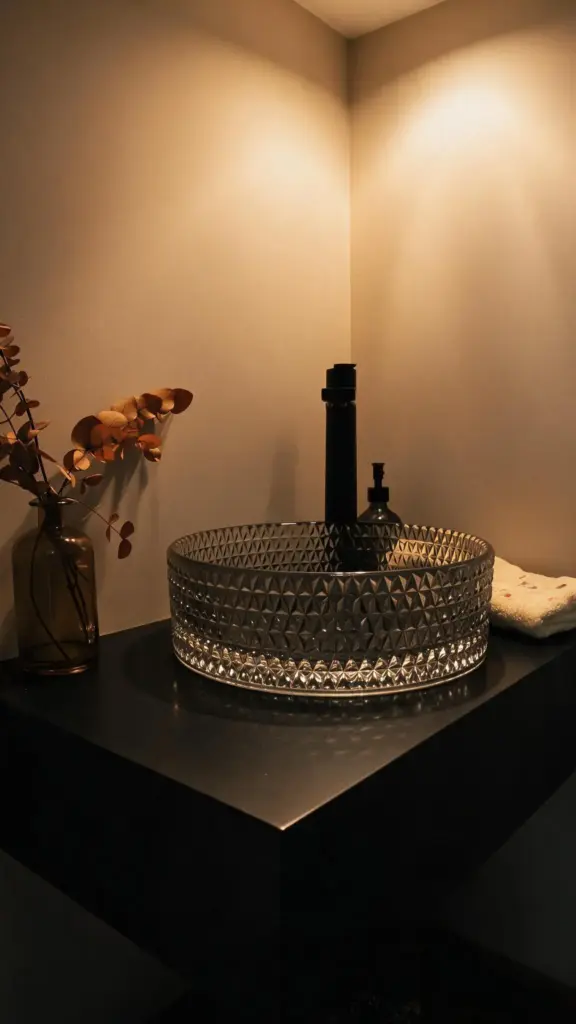 Aseo con lavabo de sobre encimera · casa de hormigón en Valdemorillo