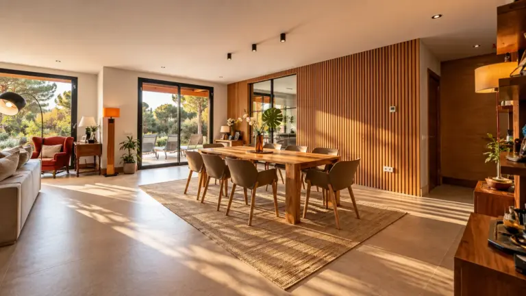 Detalle comedor en vivienda de hormigón en Encina