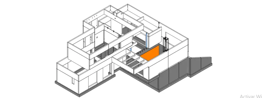 Ficha de muros de estructura de hormigón en 3D