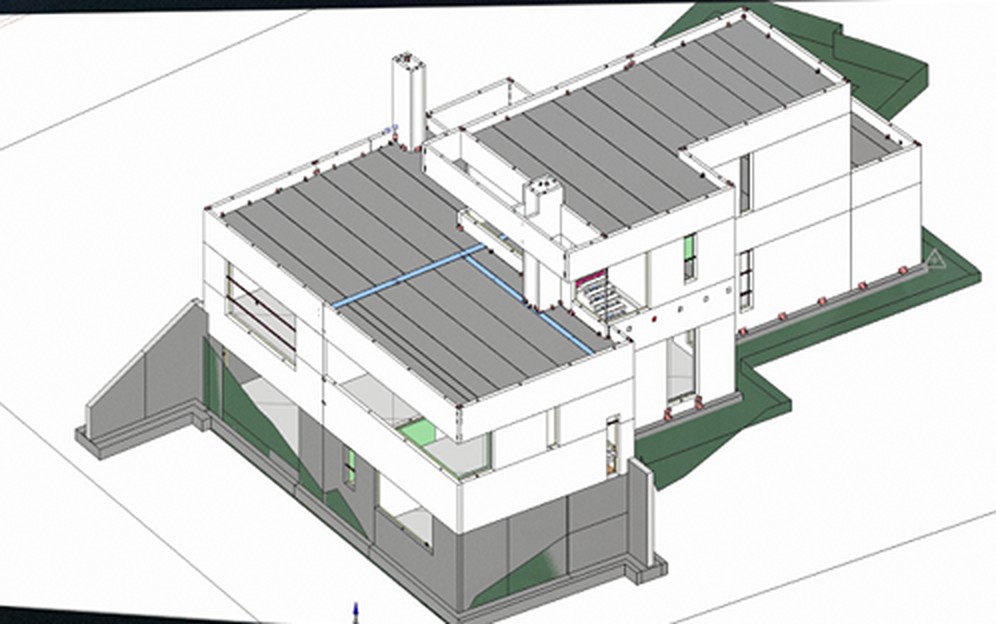 Modelo 3D de una vivienda unifamiliar calculada con el sistema CVH Precast