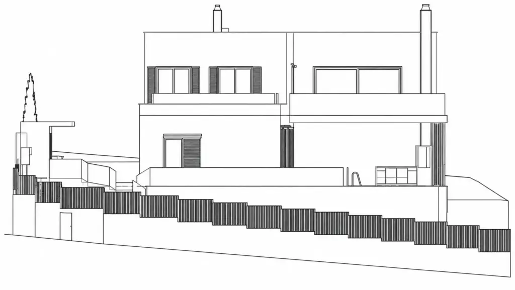 Alzado arquitectónico de casa moderna
