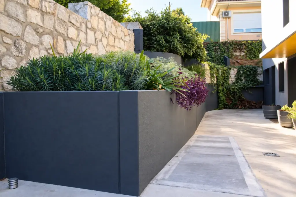 Patio moderno con jardín exuberante