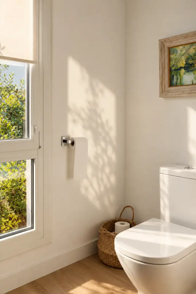 Rincón de baño minimalista con luz natural